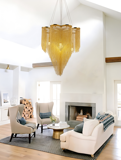 Chandelier MD9021/600MMGD, 6xG9, Diameter 60cm, IP20, Gold, Iron, Aluminum, Bulbs Not Included
