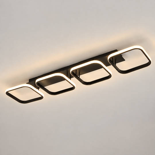 LED Chandelier VERTEX 45W, 4 Squares, Linear, Cold/Warm/Neutral light, Black