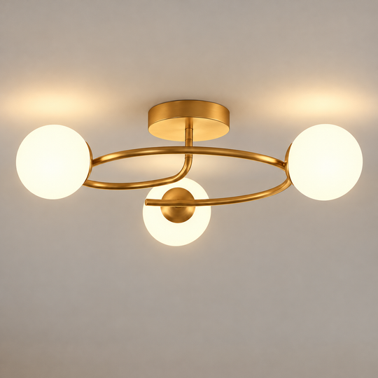 LED and crystal chandelier ORBIT, 66cm, 3xE27, Globes, Gold