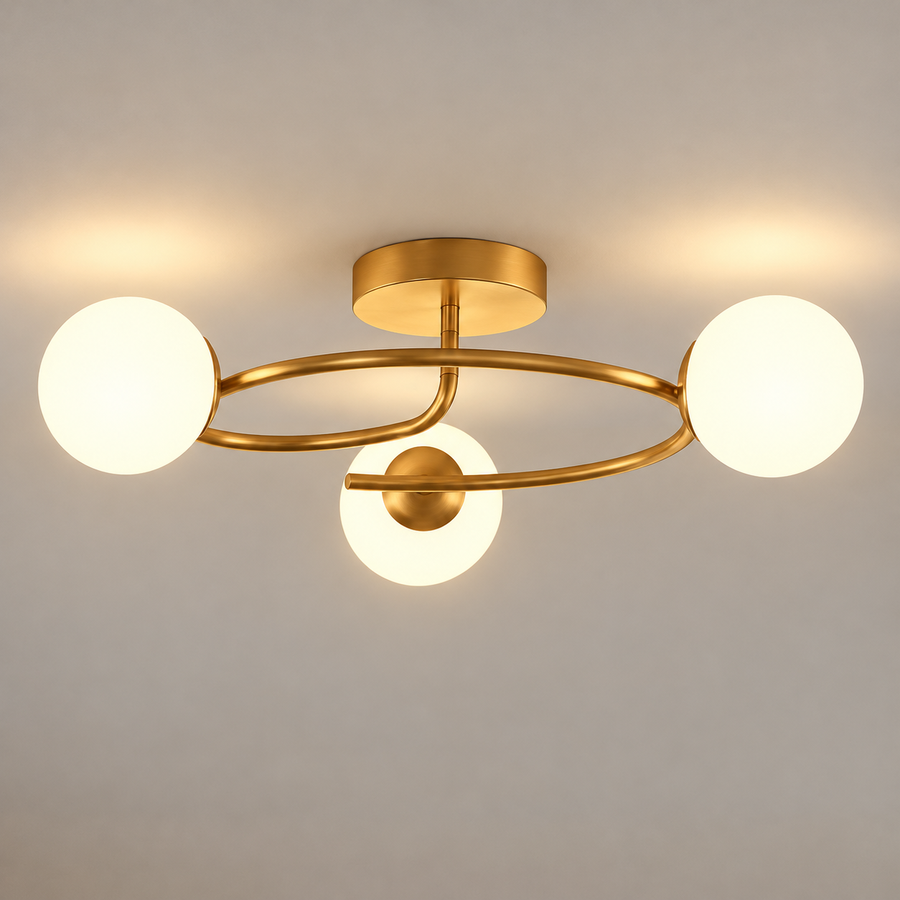 LED and crystal chandelier ORBIT, 66cm, 3xE27, Globes, Gold