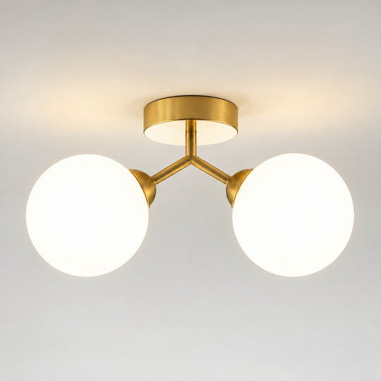 ORBS Modern Chandelier, 31cm, 2xG9, Globes, Gold