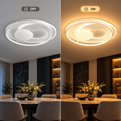 LED chandelier with remote control ISTARAVSHAN, Round shape, 86W, Cold/Warm/Neutral light, Dimmable, White