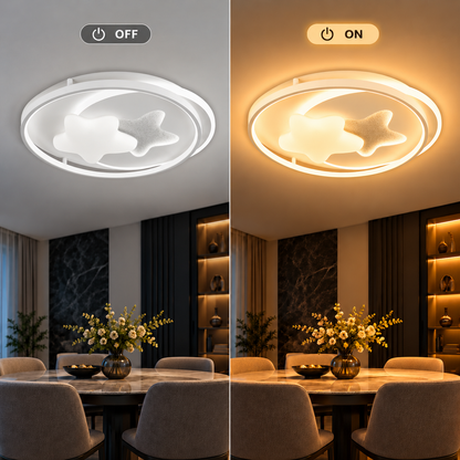 LED chandelier with remote control ISTARAVSHAN, Shape of Heavenly Bodies, 87W, Cold/Warm/Neutral light, Dimmable, White