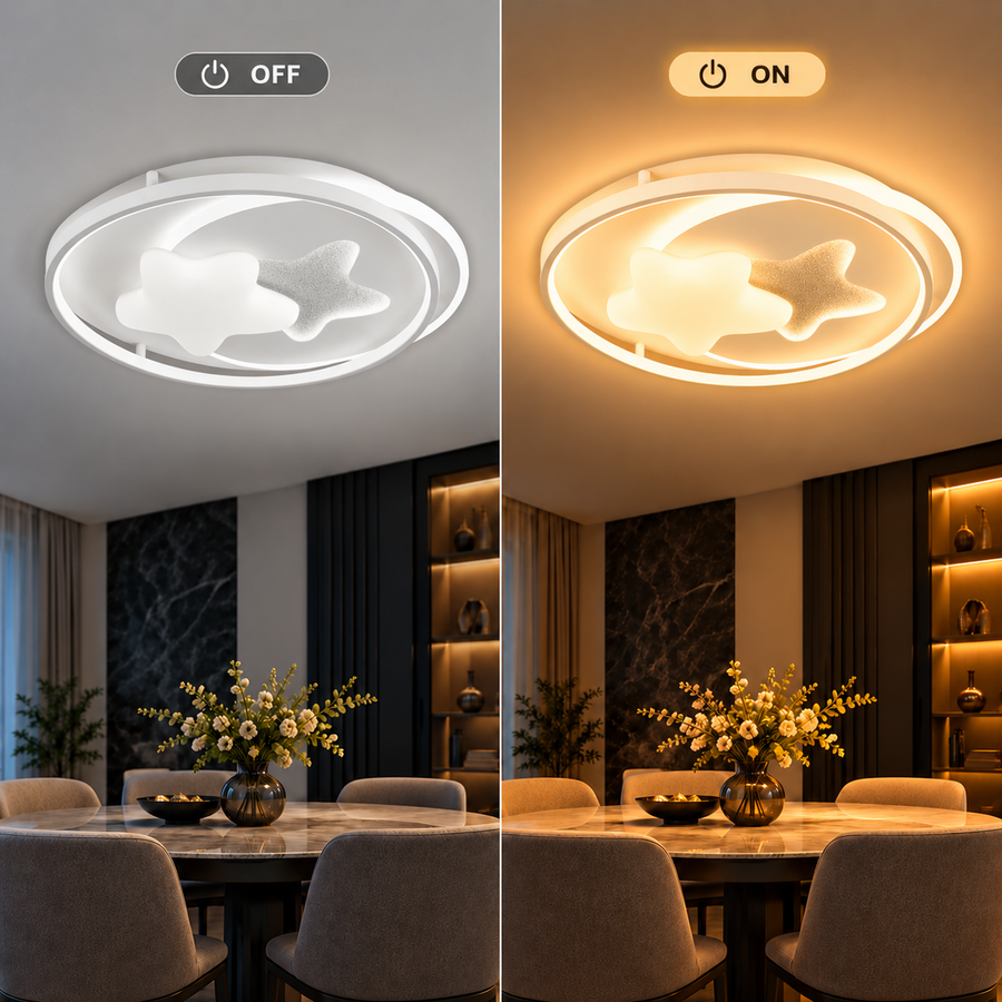 LED chandelier with remote control ISTARAVSHAN, Shape of Heavenly Bodies, 87W, Cold/Warm/Neutral light, Dimmable, White