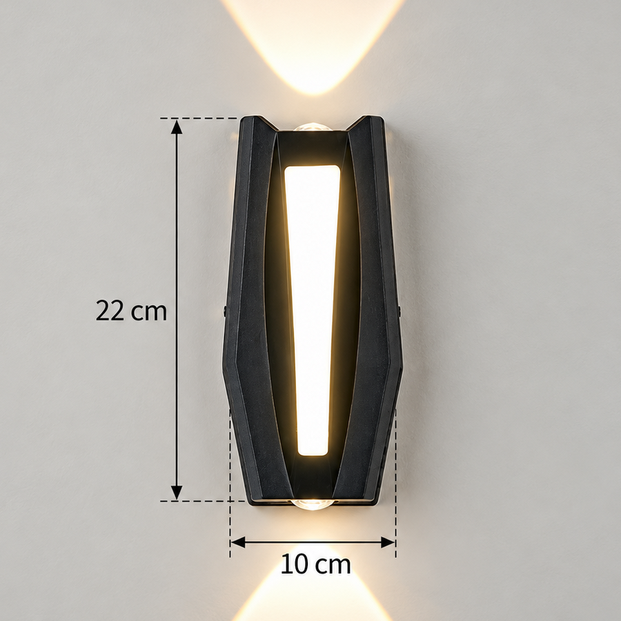 LED wall light AX218 for Exterior and Interior, 2 Sources x 8W, Metallic, Black, 3000K