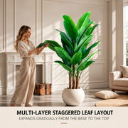 Artificial Banana Tree Plant, 190 cm, 3 stems, 27 leaves, Green, with Pot