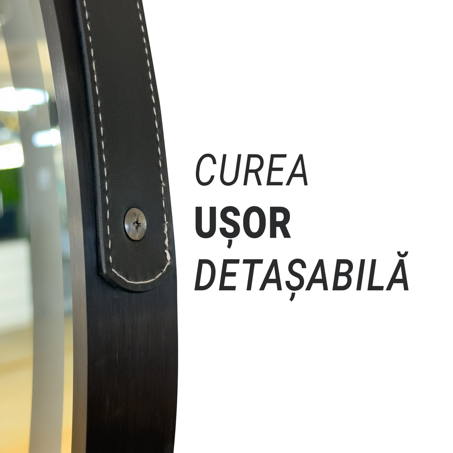 Mirror LED Round 60cm Celesti Majesti Noir Eleva MotionGlow Marcello Dimable Clock Defrition System