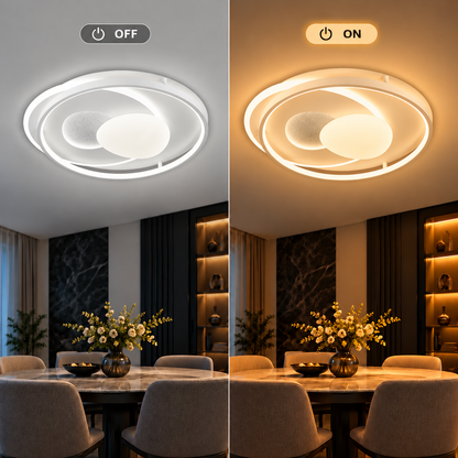 ISTARAVSHAN LED chandelier with remote control, Oval shape, 85W, Cold/Warm/Neutral light, Dimmable, White
