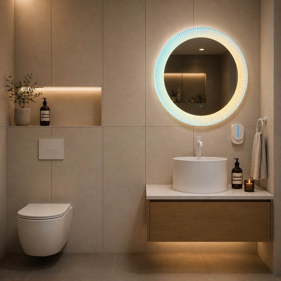 Giga LED mirror, 80x60cm, Silver, Touch, 6000K light