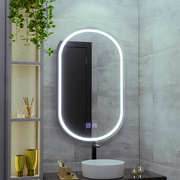 LED Oval Mirror 50X80cm, Velara Touch, Demister System, Dimmable, Cold Light 6000K