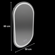 LED Oval Mirror 50X80cm, Velara Touch, Demister System, Dimmable, Cold Light 6000K