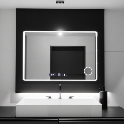 Oglinda LED Rectangulara 120x80 Aura Riflesso Puro MotionGlow Marcello, Sistem Dezaburire, Termometru si Ceas, Dimabila Oglinzi Marcello Default Title Alessandro Design