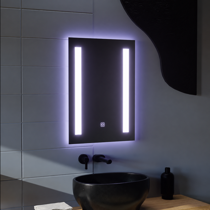 Rectangular LED mirror, 50x70cm, C206S/50X70 Touch, Demister System, Dimmable