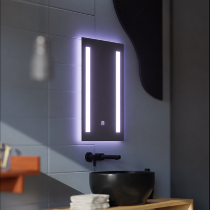Rectangular LED mirror, 50x70cm, C206S/50X70 Touch, Demister System, Dimmable