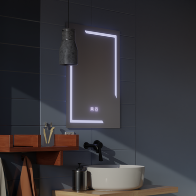 Rectangular LED mirror, 50x70cm, ECLISSA Touch, Demister System, Dimmable