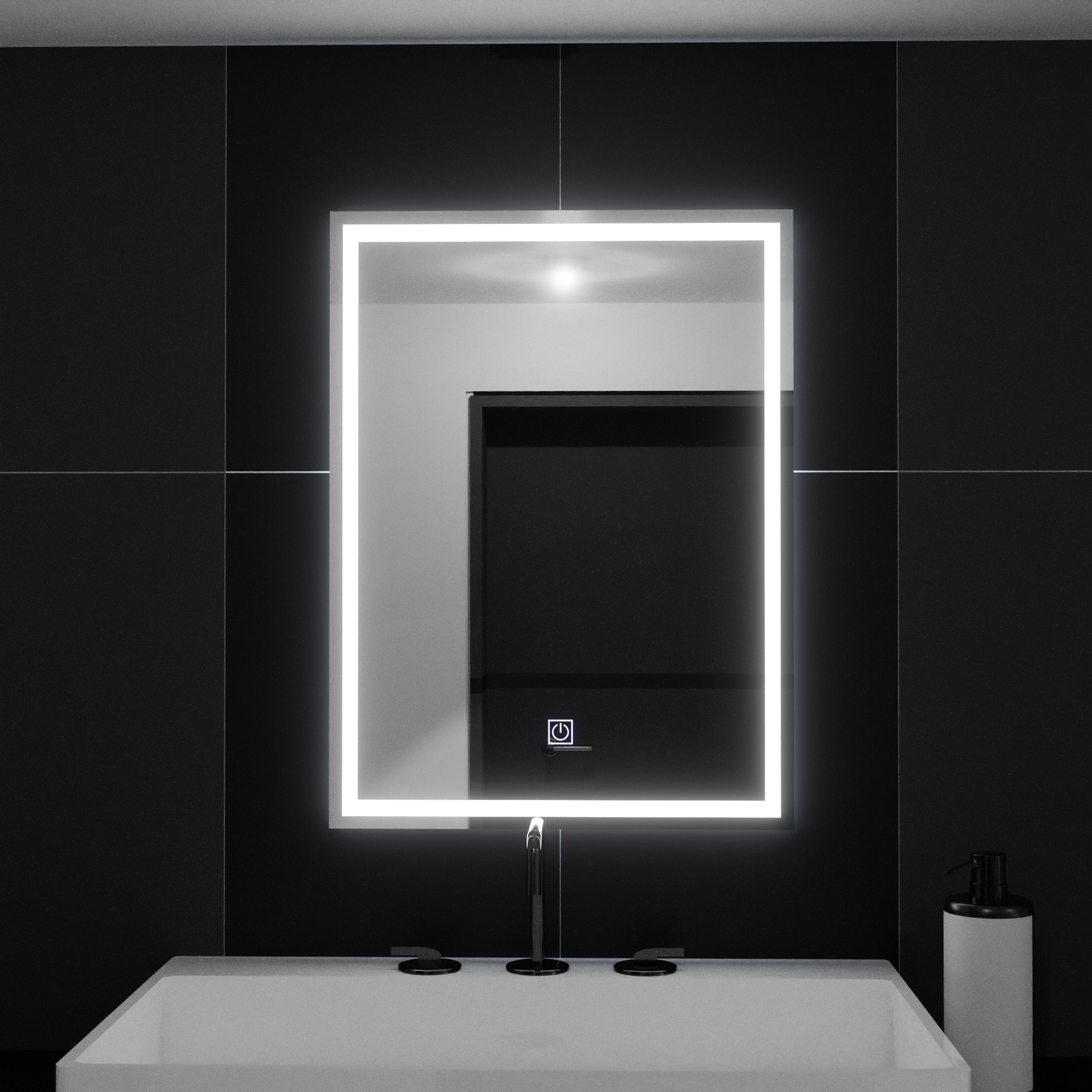Rectangular LED mirror, 50x70cm, FRAME Basic Touch Mirrors Korman C Default Title Alessandro Design