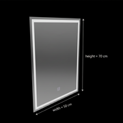 Rectangular LED mirror, 50x70cm, FRAME Basic Touch