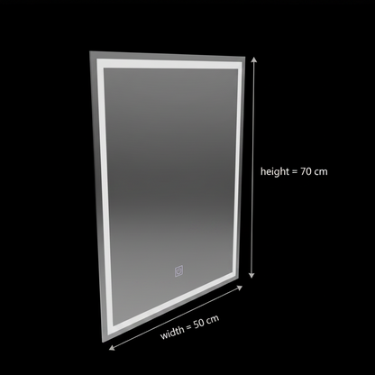 Rectangular LED mirror, 50x70cm, FRAME Basic Touch