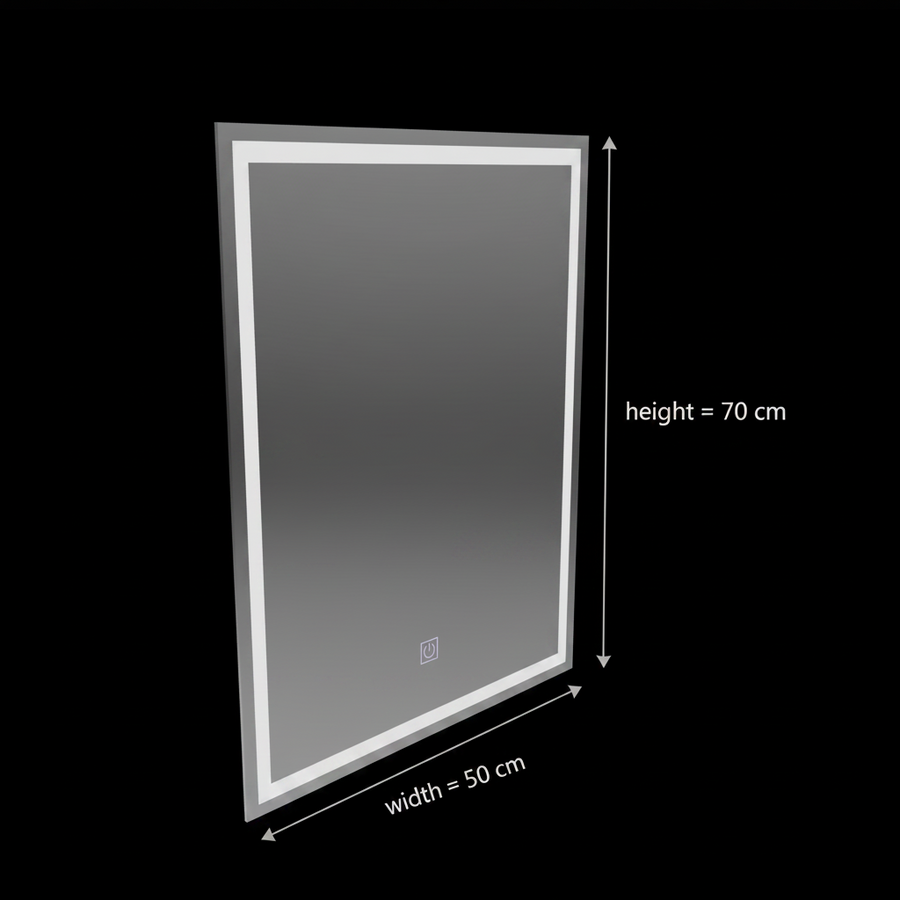 Rectangular LED mirror, 50x70cm, FRAME Basic Touch