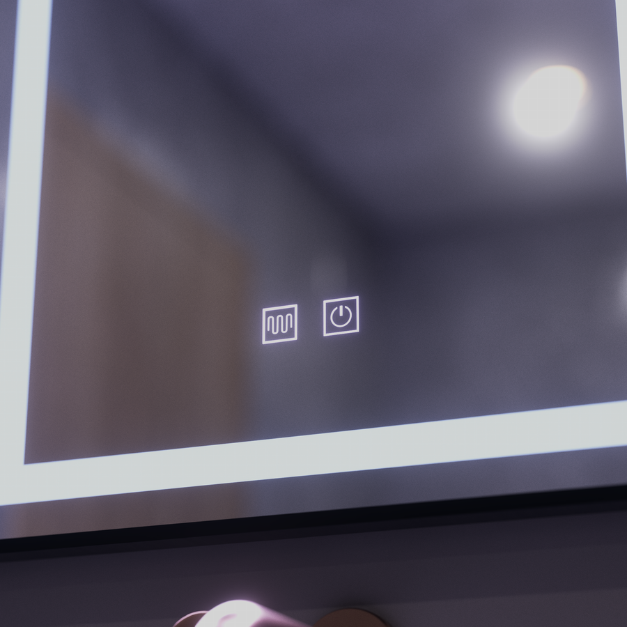 Rectangular LED mirror, 60x80cm, EDGE Touch, Demister System, Black Frame