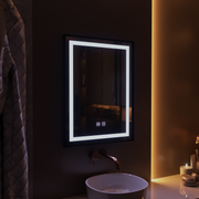 Rectangular LED mirror, 60x80cm, EDGE Touch, Demister System, Black Frame