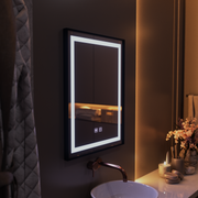 Rectangular LED mirror, 60x80cm, EDGE Touch, Demister System, Black Frame