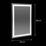 Rectangular LED mirror, 60x80cm, FRAME Basic Touch