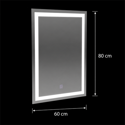 Rectangular LED mirror, 60x80cm, FRAME Basic Touch