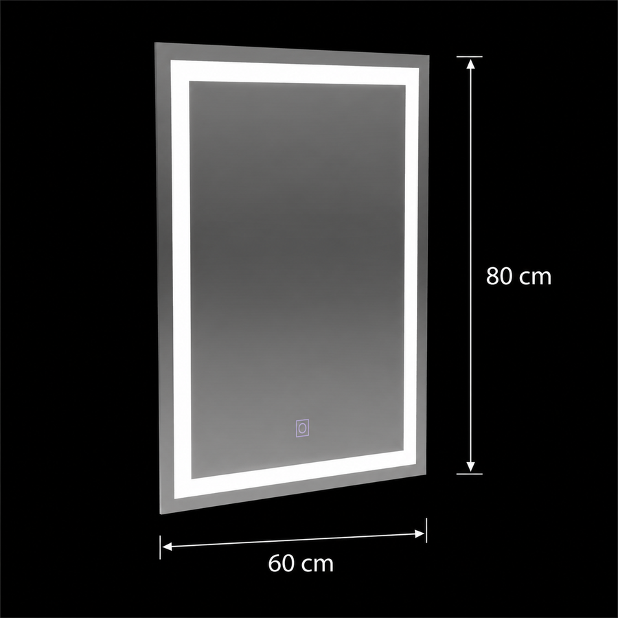 Rectangular LED mirror, 60x80cm, FRAME Basic Touch