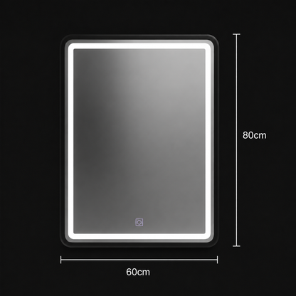 Rectangular LED mirror, 60x80cm, Basic Touch shade