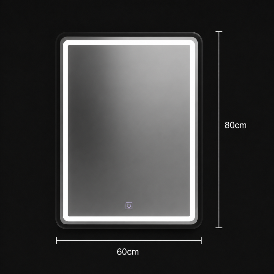 Rectangular LED mirror, 60x80cm, Basic Touch shade