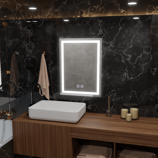 Rectangular LED mirror, 45x60cm, RADIANTE Touch, Demister System, Dimmable Mirrors Korman E Default Title Alessandro Design