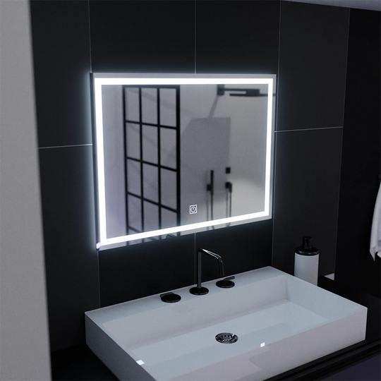Rectangular LED mirror, 80x60cm, FRAME Basic Touch