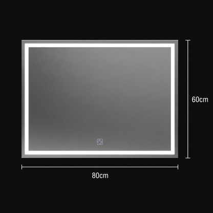 Rectangular LED mirror, 80x60cm, FRAME Basic Touch