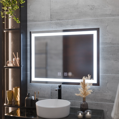 Rectangular LED mirror, 80x60cm, RADIANTE Touch, Demister System, Dimmable