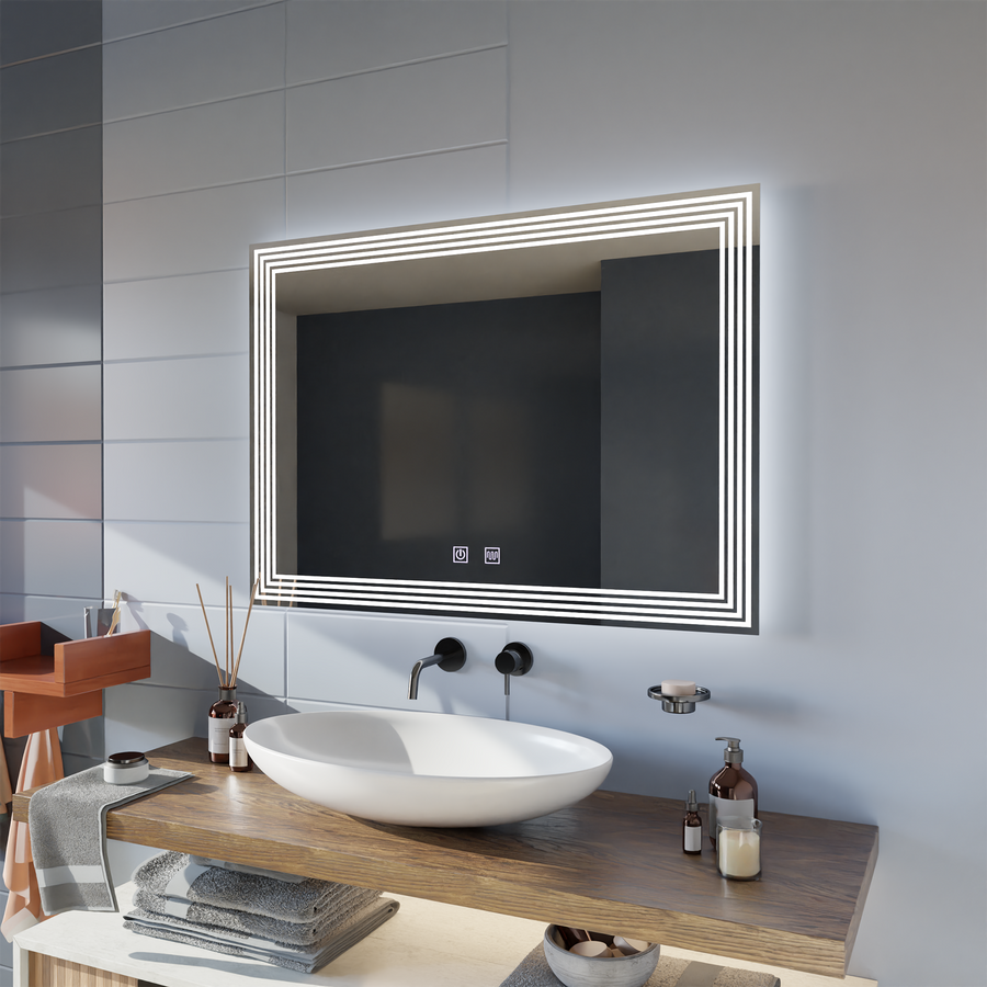 Rectangular LED mirror, Demister, 80x60cm, ADIS Basic Touch Mirrors Korman E Default Title Alessandro Design
