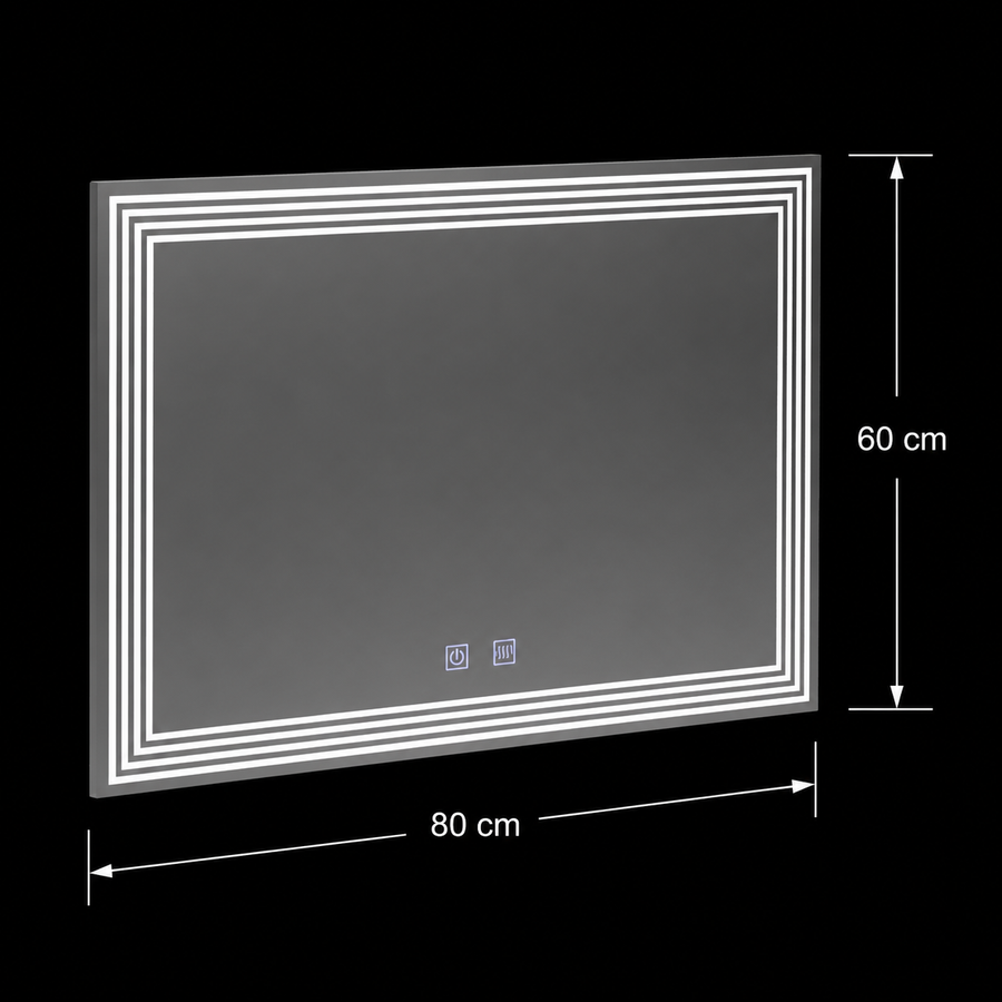 Rectangular LED mirror, Demist, 80x60cm, ADIS Basic Touch