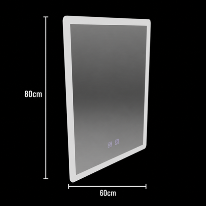 Rectangular LED mirror, 60x80cm, Touch VENERA, Demister System, Dimmable