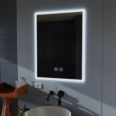 Rectangular LED mirror, 60x80cm, Touch VENERA, Demister System, Dimmable
