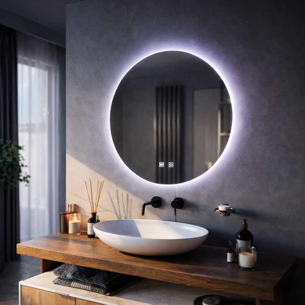 Round LED Mirror, 12W, 50cm, Isolda, Touch, Demist System, Cold Light 6000k Mirrors Korman E Default Title Alessandro Design