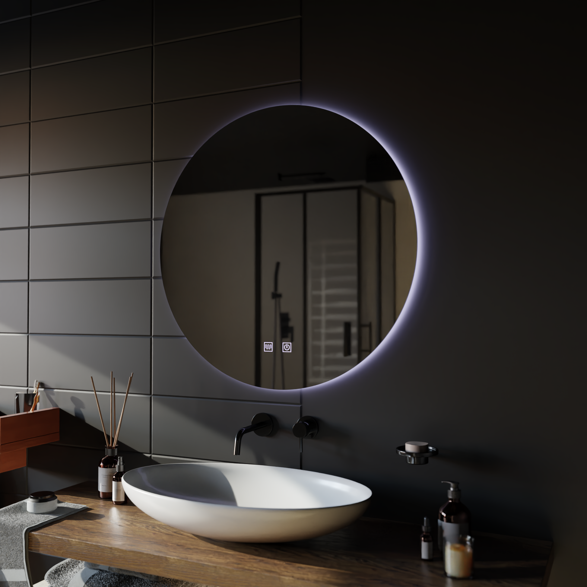 Round LED Mirror, 12W, 50cm, Isolda, Touch, Demist System, Cold Light 6000k Mirrors Korman E Default Title Alessandro Design