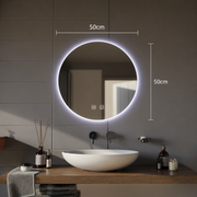 LED Round Mirror, 12W, 50cm, Isolda, Touch, Demister System, Cold Light 6000k