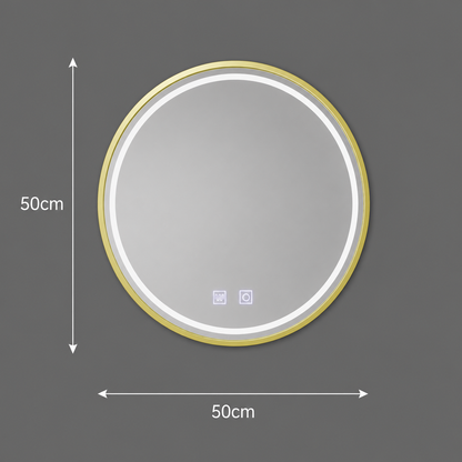 Round LED mirror, 50cm, Glanz Touch, Demister System, Dimmable