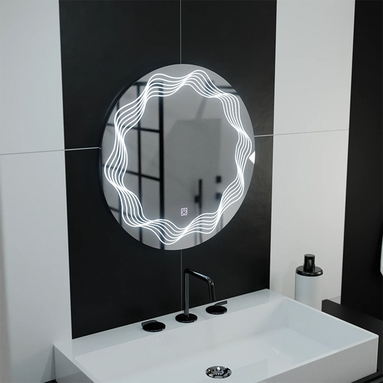 LED Round Mirror 60cm, Flusso Touch, Demister System, Dimmable