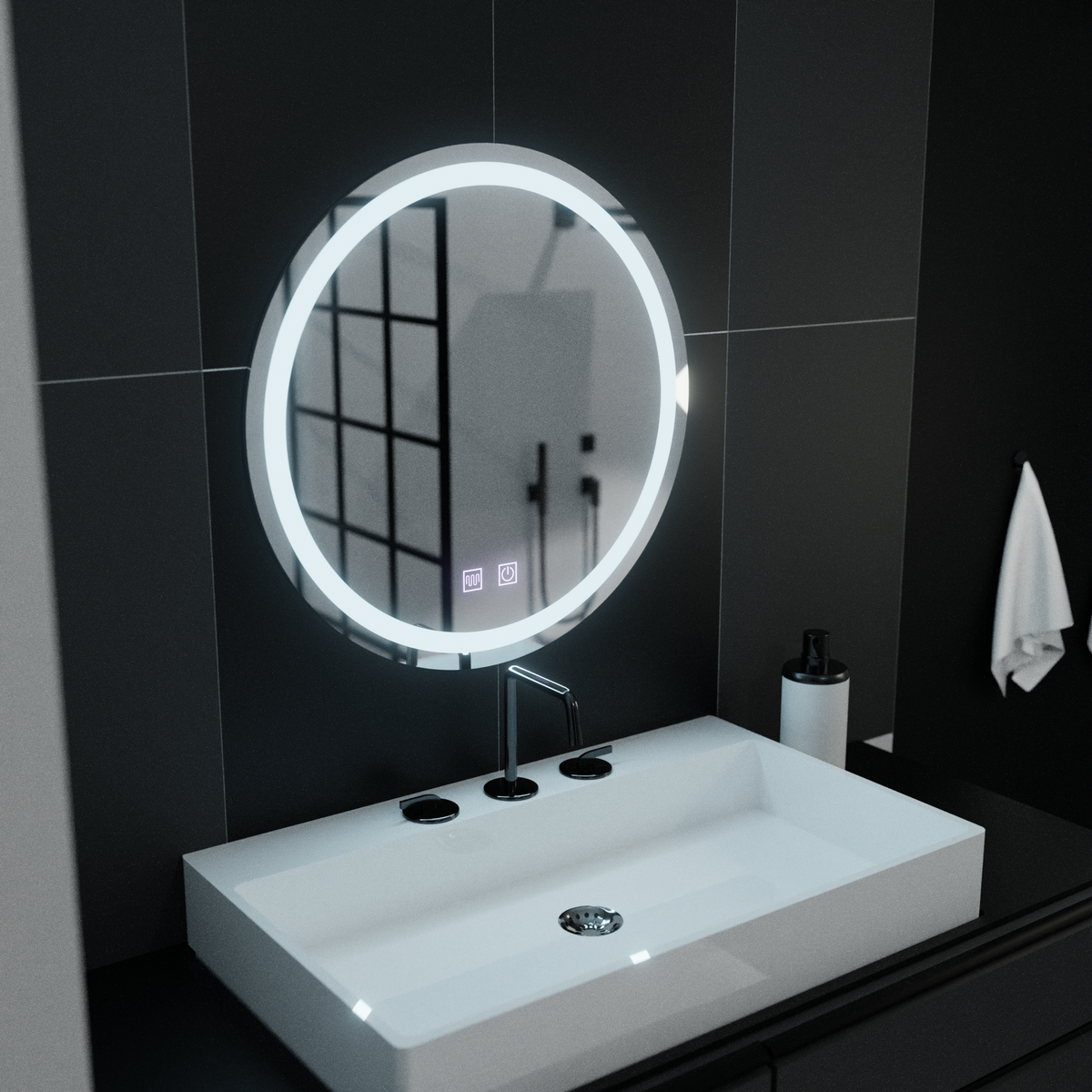 LED Round Mirror, 60cm, Touch Light, Demister System, Dimmable Mirrors Korman E Default Title Alessandro Design