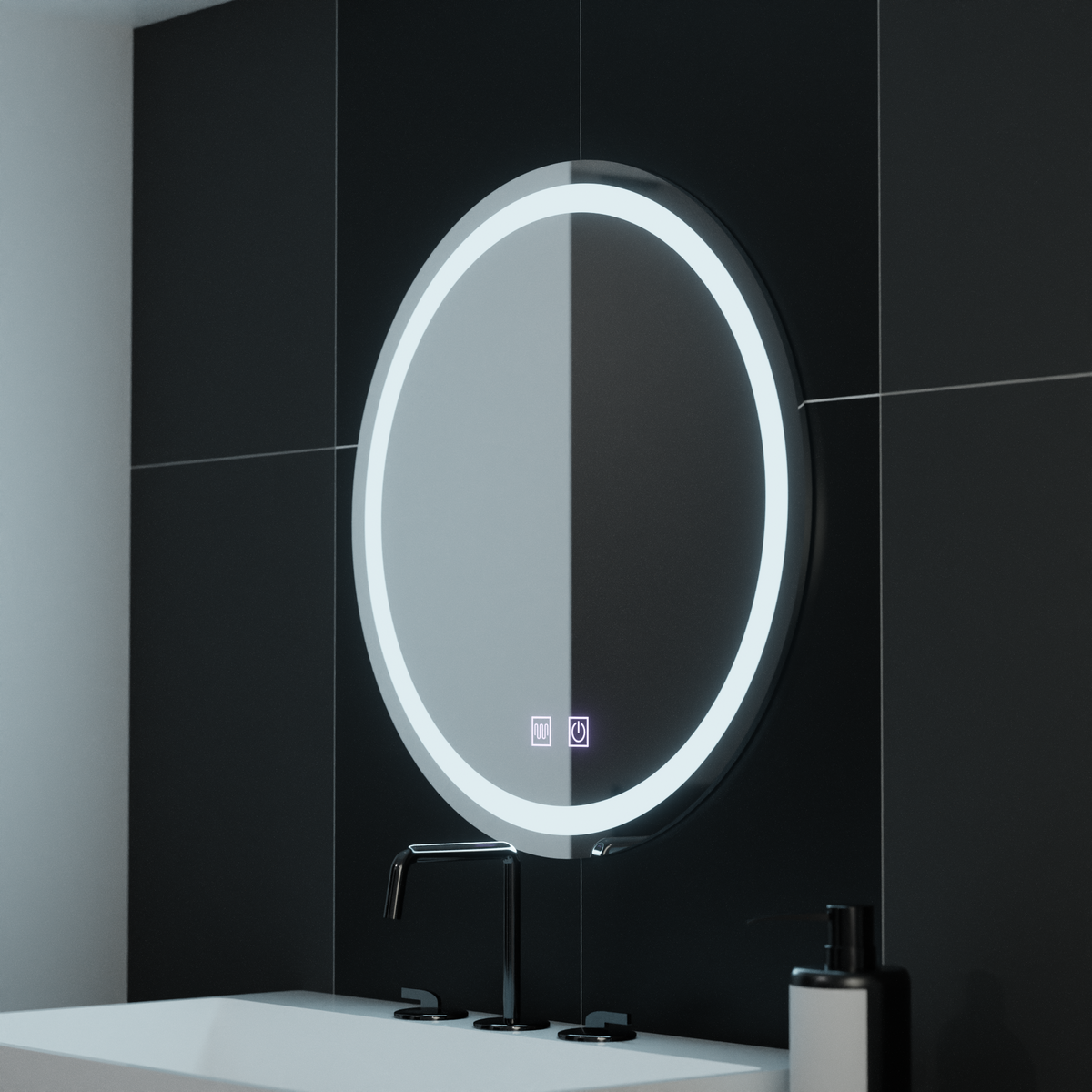 LED Round Mirror, 60cm, Touch Light, Demister System, Dimmable Mirrors Korman E Default Title Alessandro Design