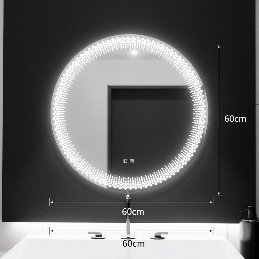 LED Round Mirror 60cm, Stellaire Touch, Demister System, Dimmable