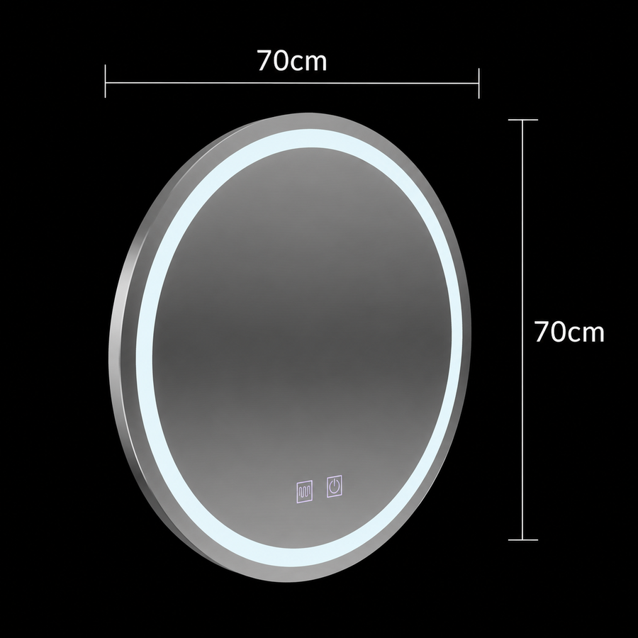 Round LED mirror, 70cm, Lucea Touch, Demister System, Dimmable