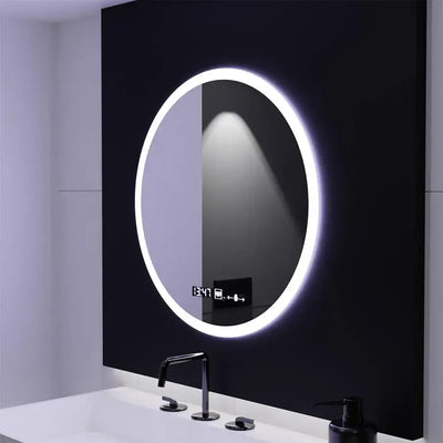 GIULIA Round LED mirror, 70cm, MotionGlow sensor, Demister System, Clock & Thermometer, Dimable, Marcello Funghi
