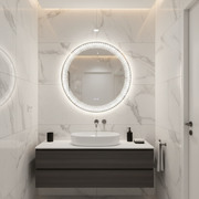 Nexos Round LED Mirror, 60cm, 24W, Warm/Cold/Neutral Light, Sensor, Demister System, Clock, Dimmable